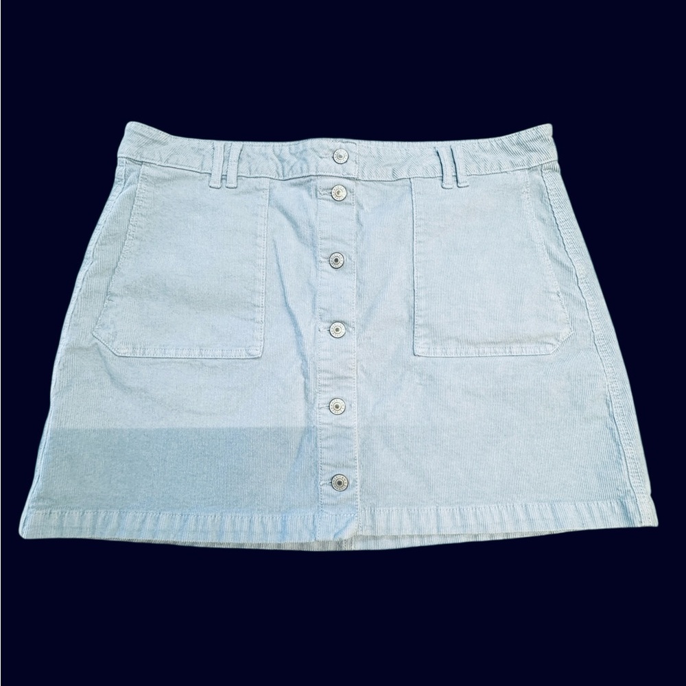 American Eagle Outfitters ALine Blue Corduroy Mini Super Stretch skirt Plus sz18